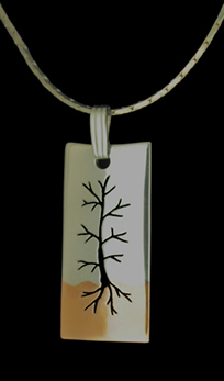 tree modern silver copper necklace pendant